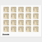 Azië midden vierkante sticker (Vel)
