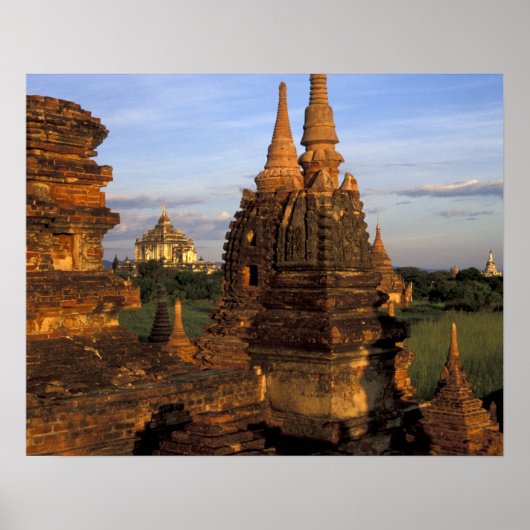 Azië, Myanmar, Bagan. Oudere tempels en Poster (Voorkant)