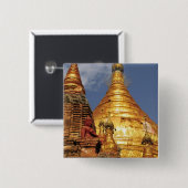 Azië, Myanmar (Birma), Bagan (Pagan). De Dhamma Vierkante Button 5,1 Cm (Voorkant /achterkant)