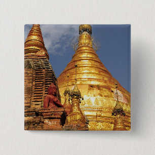 Azië, Myanmar (Birma), Bagan (Pagan). De Dhamma Vierkante Button 5,1 Cm