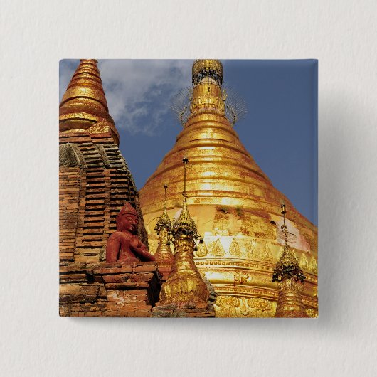 Azië, Myanmar (Birma), Bagan (Pagan). De Dhamma Vierkante Button 5,1 Cm (Voorkant)