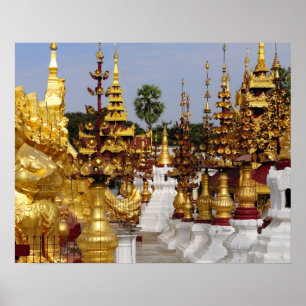 Azië, Myanmar (Birma), Bagan (Pagan). De Shwe 5 Poster