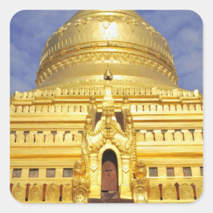 Azië, Myanmar (Birma), Bagan (Pagan). De Shwe Vierkante Sticker