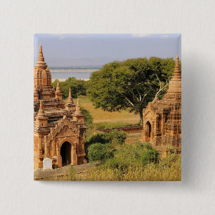 Azië, Myanmar (Birma), Bagan (Pagan). Diverse 2 Vierkante Button 5,1 Cm