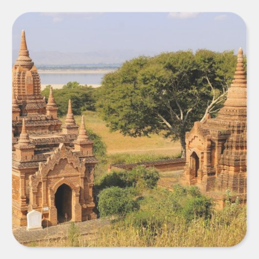 Azië, Myanmar (Birma), Bagan (Pagan). Diverse 2 Vierkante Sticker (Voorkant)