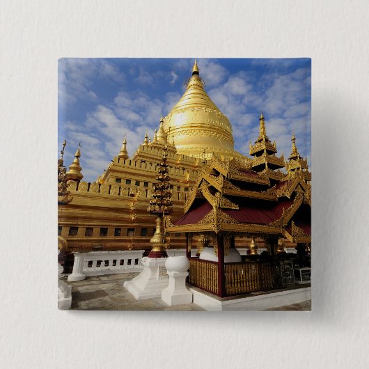 Azië, Myanmar (Birma), Bagan (Pagan). Shwe 2 Vierkante Button 5,1 Cm (Voorkant)