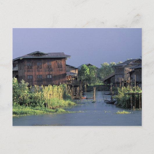 Azië, Myanmar, Inle Lake. Een drijvend dorp op Briefkaart (Voorkant)