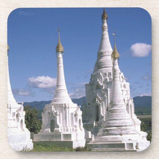 Azië, Myanmar, Inle Lake. Pagodes. 2 Onderzetter (Voorkant)