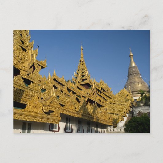 Azië, Myanmar, Yangon. Golden stupa van Shwedagon Briefkaart (Voorkant)