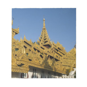 Azië, Myanmar, Yangon. Gouden stoepa van Shwedagon Notitieblok