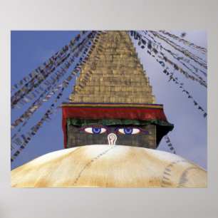 Azië, Nepal, Kathmandu. Bouddhanath Stupa. 2 Poster