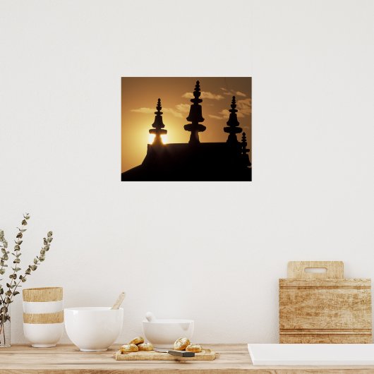 Azië, Nepal, Kathmandu. Bouddhanath Stupa. Poster (Keuken)