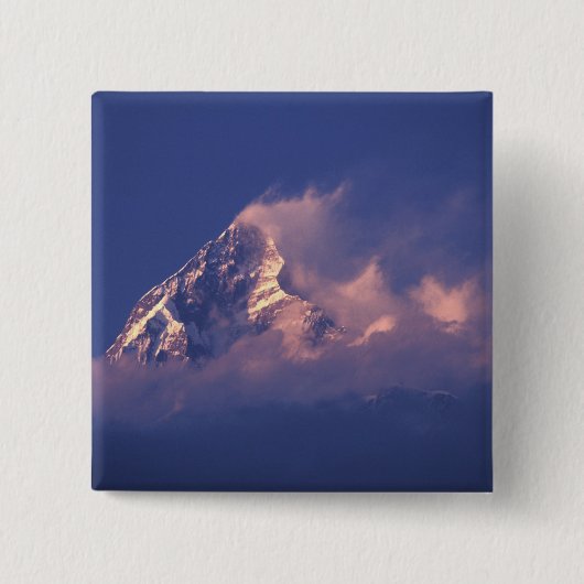 Azië, Nepal. Machhapuchhare Vierkante Button 5,1 Cm (Voorkant)