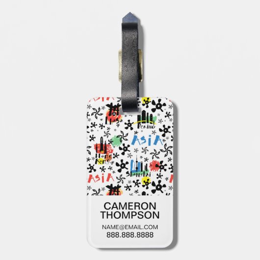 Azië | Symbolen Patroon Bagagelabel (Achterkant verticaal)