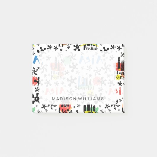 Azië | Symbolen Patroon Post-it® Notes (Voorkant)