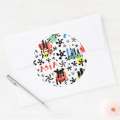 Azië | Symbolen Patroon Ronde Sticker (Envelop)