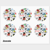 Azië | Symbolen Patroon Ronde Sticker (Vel)
