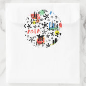 Azië | Symbolen Patroon Ronde Sticker (Tas)