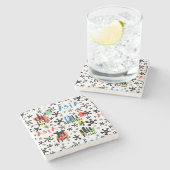 Azië | Symbolen Patroon Stenen Onderzetter (Zijkant)