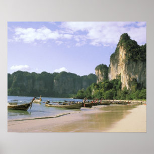Azië, Thailand, Krabi. West Railay Beach, lang Poster