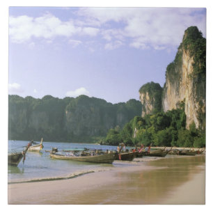 Azië, Thailand, Krabi. West Railay-strand, lang Tegeltje