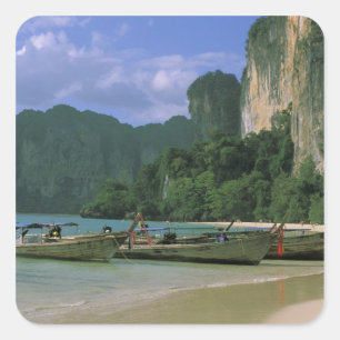 Azië, Thailand, Krabi. West Railay-strand, Vierkante Sticker