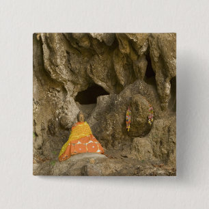 Azië, Thailand, Mae Hong Son, Boeddhabeelden Vierkante Button 5,1 Cm