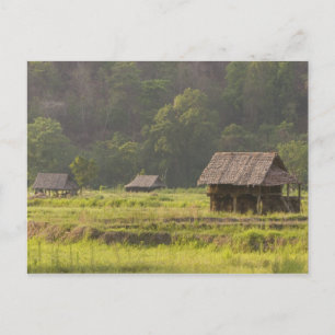 Azië, Thailand, Mae Hong Son, Rijsthutten in de Briefkaart