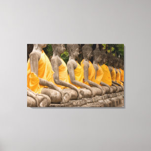 Azië, Thailand, Siam, Boeddha's bij Ayutthaya Canvas Afdruk