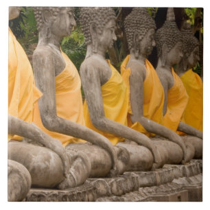 Azië, Thailand, Siam, Boeddha's bij Ayutthaya Tegeltje