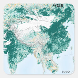 Azië vanuit de ruimte, NASA-satelliet Vierkante Sticker