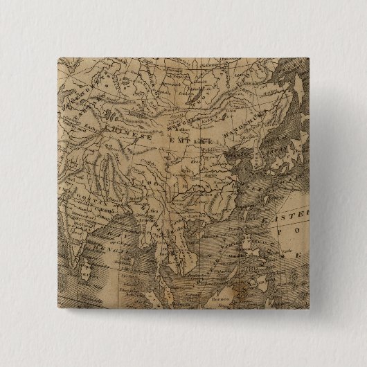 Azië Vierkante Button 5,1 Cm (Voorkant)