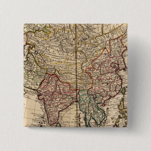 Azië Vierkante Button 5,1 Cm (Voorkant)