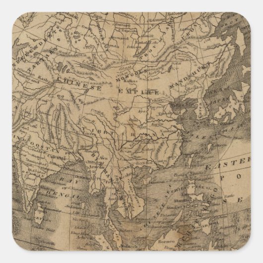 Azië Vierkante Sticker (Voorkant)