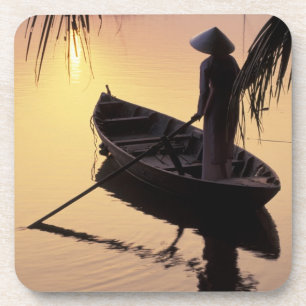 Azië, Vietnam, Mekong Delta, Can Tho. Avond Bier Onderzetter