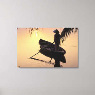 Azië, Vietnam, Mekong Delta, Can Tho. Avond Canvas Afdruk