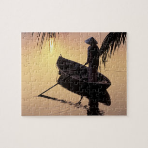 Azië, Vietnam, Mekong Delta, Can Tho. Avond Legpuzzel
