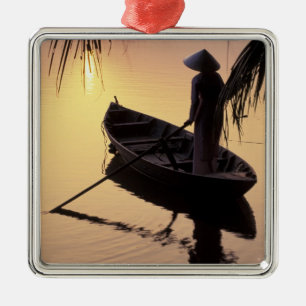 Azië, Vietnam, Mekong Delta, Can Tho. Avond Metalen Ornament