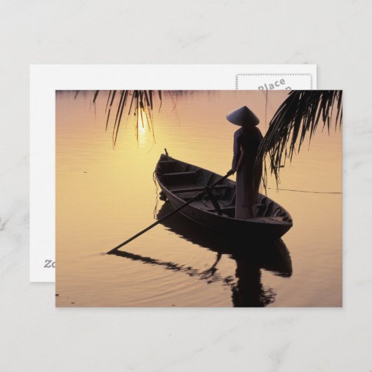 Azië, Vietnam, Mekong Delta, kan dat. Avond Briefkaart (Voorkant / Achterkant)