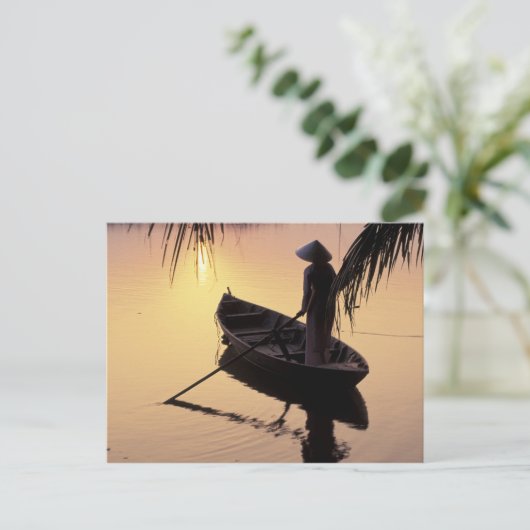 Azië, Vietnam, Mekong Delta, kan dat. Avond Briefkaart (Staand voorkant)