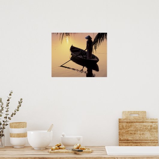 Azië, Vietnam, Mekong Delta, kan dat. Avond Poster (Keuken)