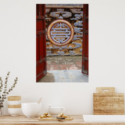 Azië, Vietnam. muur aan de Citadel Poster (Keuken)