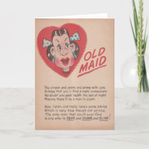azijn Valentijn - Old Maid, Feestdagen Kaart