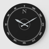 Azimuth Compass Novelty Wall Clock Grote Klok (Voorkant)