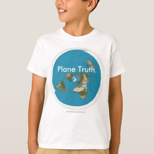 Azimuthal Equidistant 'Plane Truth'. Kinder T-shir T-shirt (Voorkant)