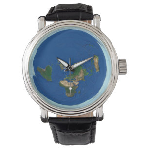 Azimuthal Equidistant Wereldkaart Flat Earth Watch Horloge