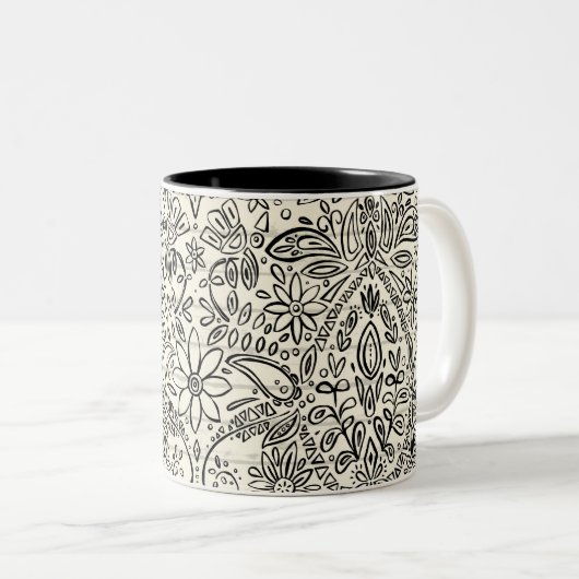 aziza mono tweekleurige koffiemok (Voorkant rechts)