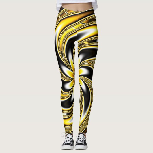 Aziza Yellow en zwarte Leggings (Voorkant)