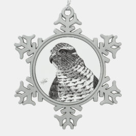 Azor. Goshawk. Tin Sneeuwvlok Ornament