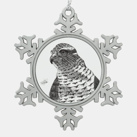 Azor. Goshawk. Tin Sneeuwvlok Ornament (Voorkant)